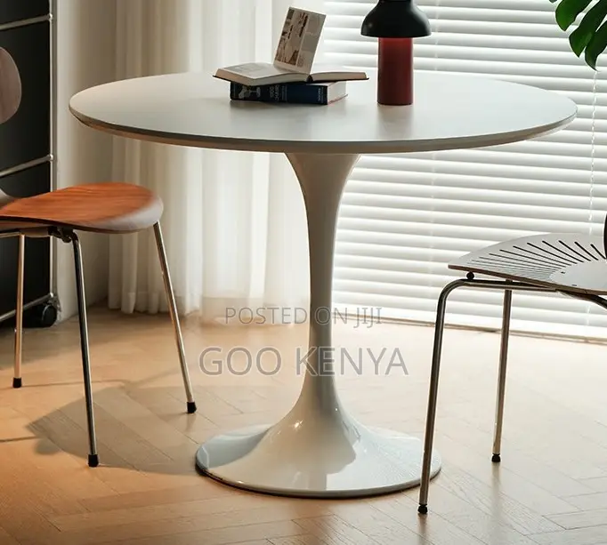 Home Table; Sturdy Round Modern Dining Table With Refine Marble Design