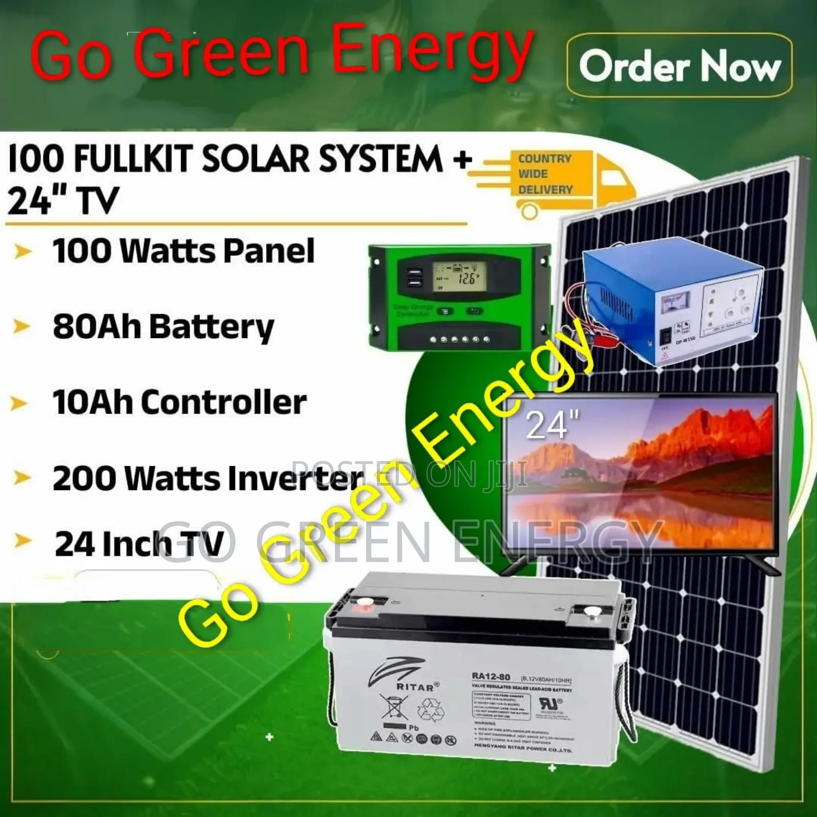 100w Solar Kit +24"Tv