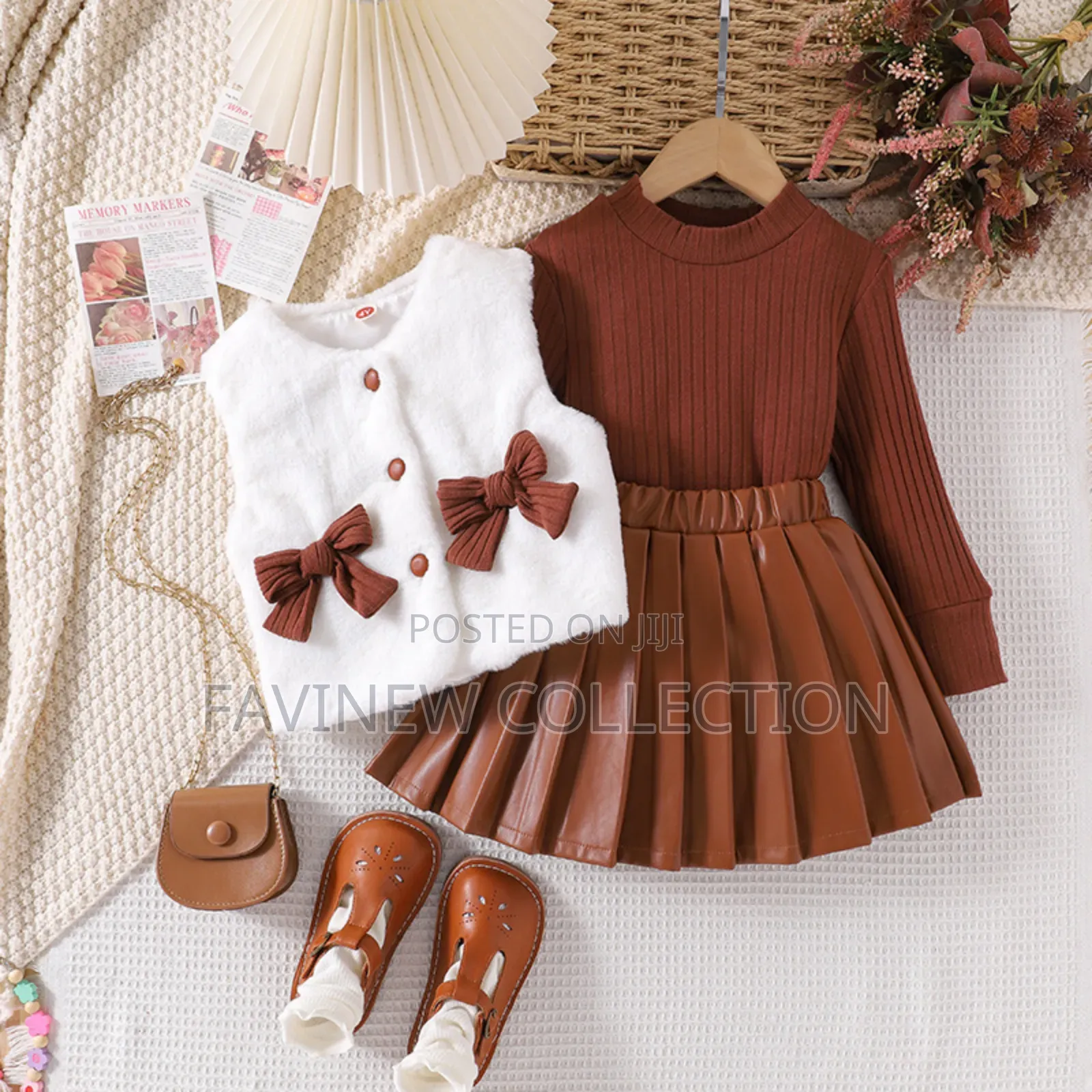3pc Quality Girls Pleated Skirt Set