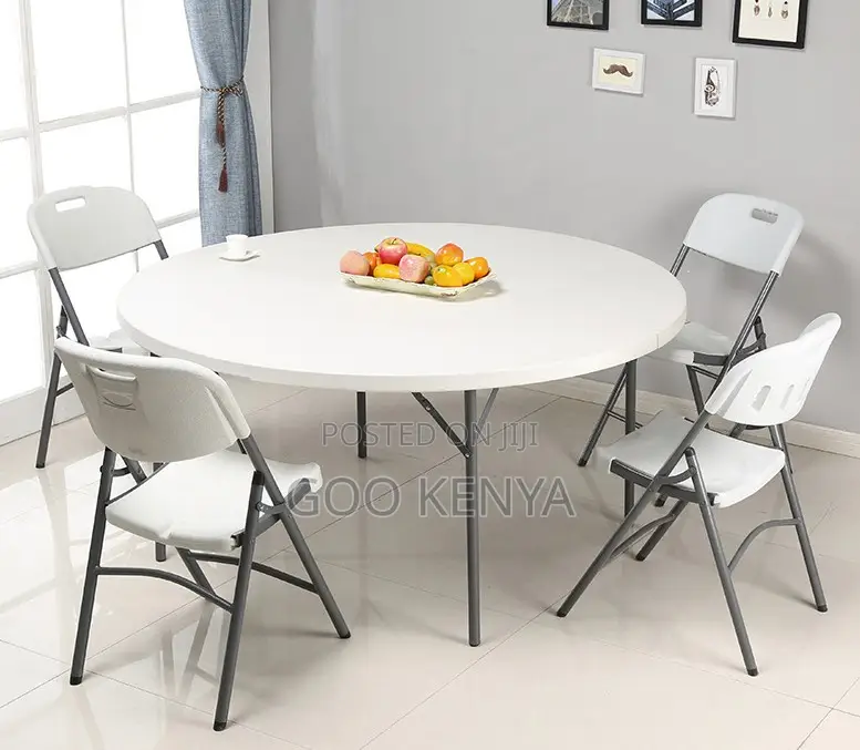 Home Table; 1.5m Round Granite White Plastic Folding Table for Banquet