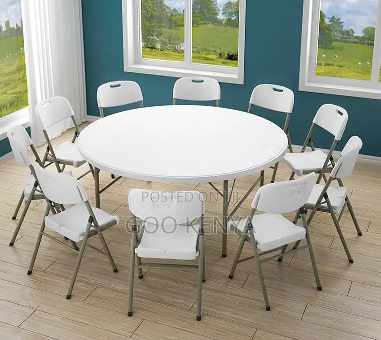 Home Table; 1.5m Round Granite White Plastic Folding Table for Banquet
