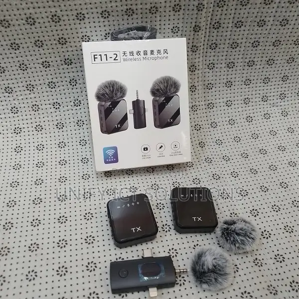 Lavalier F11-2 Wireless Microphone 3 in 1 Plug and Play.