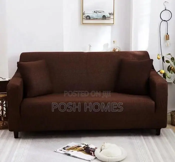 Plain Brown Stretchable Sofa Covers