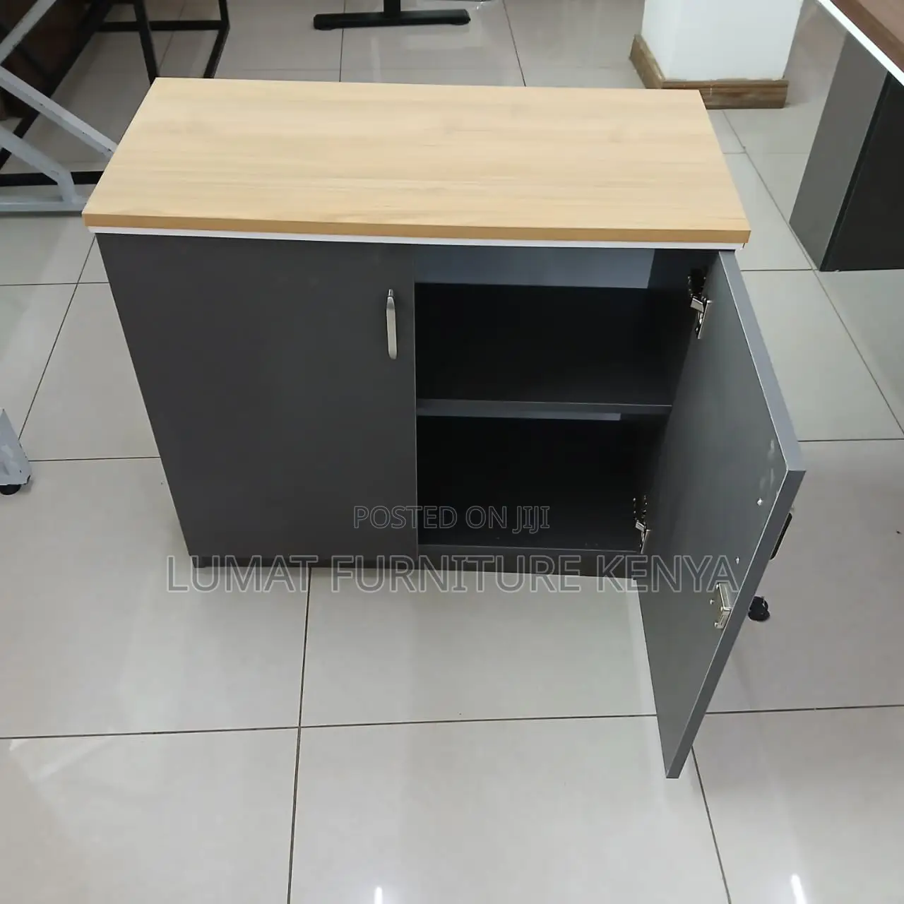 Slate Gray Wooden Office Credenza