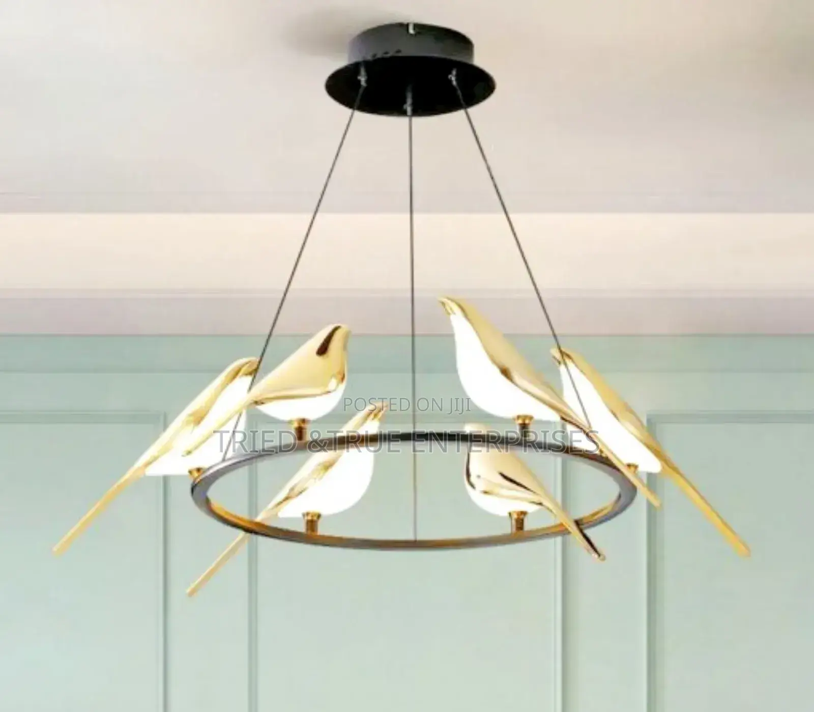 Modern Gold Magpie Bird Hanging Chandelier Light Hf5