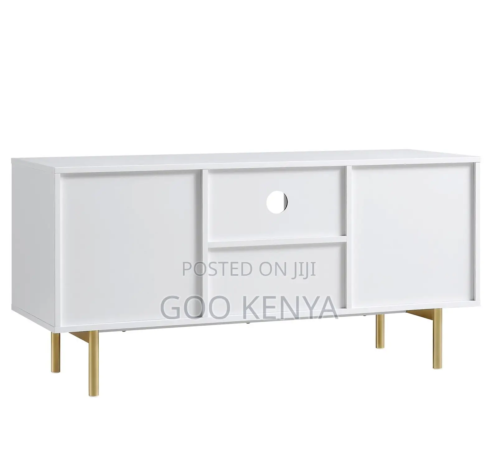 Home Tv Cabinet; Premium White Tv Stand With Drawers and Wood Finish