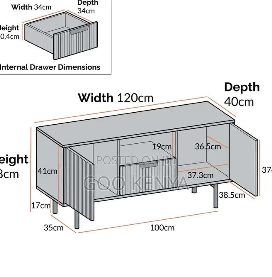 Home Tv Cabinet; Premium White Tv Stand With Drawers and Wood Finish