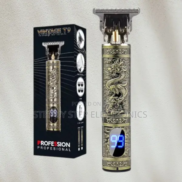 T9 Golden Dragon Metal Hair Clipper With Led Display Sharp T-Blade