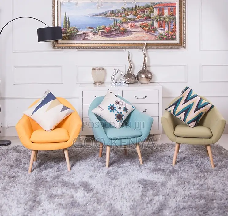 Home Chair; Modern Fabric Leisure Accent Chair With Wooden Legs