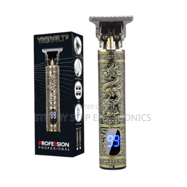 Heavy Duty Metallic Vintage T9 Hair Clipper With Led Battery Display
