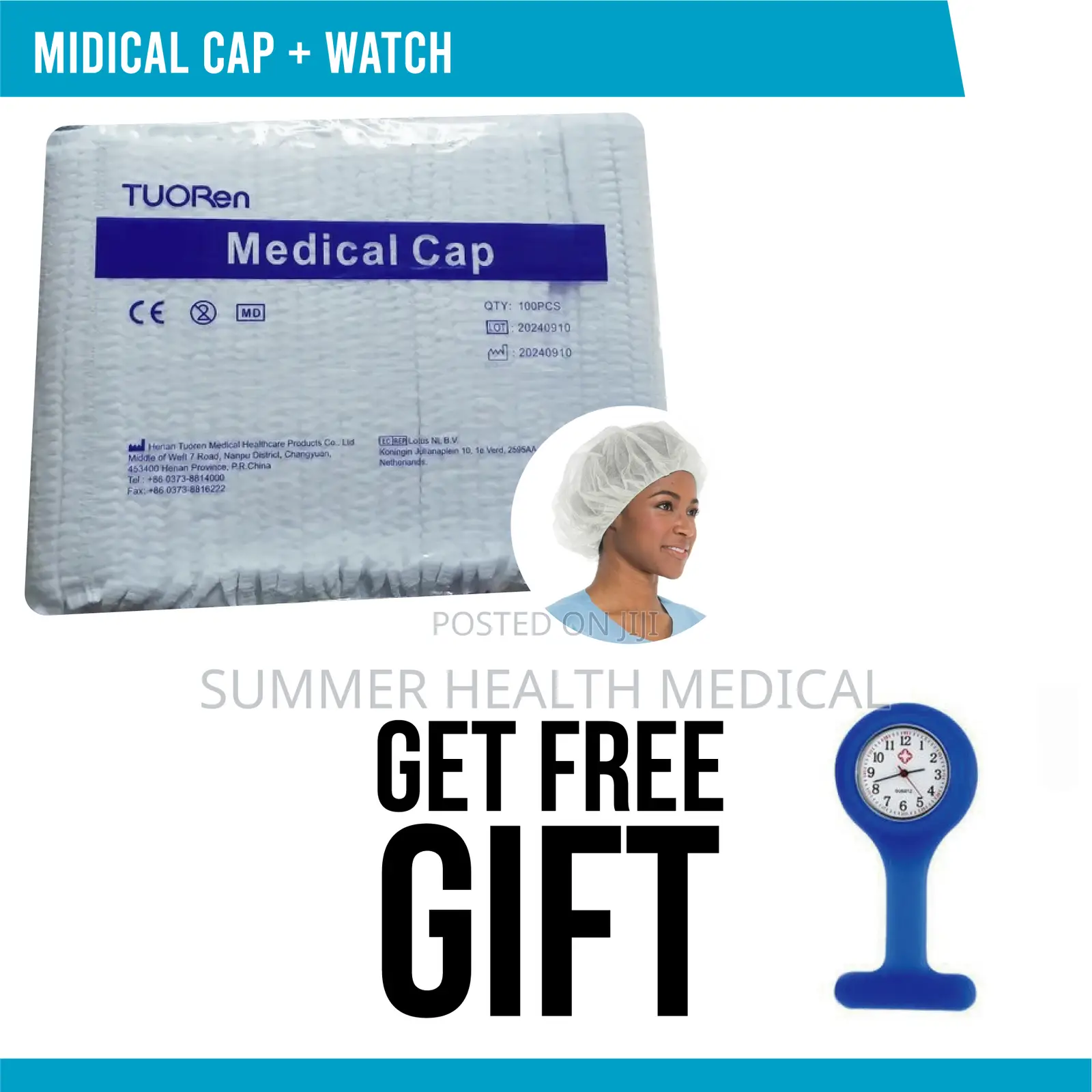 Nurse Caps / Hair Nets + Nurse Watch
