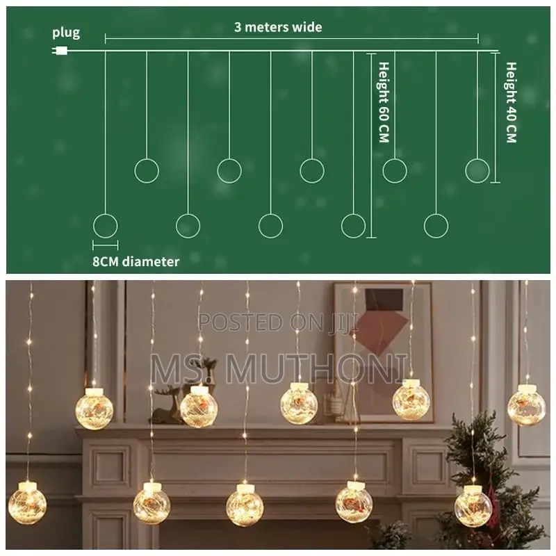 3.5 M (10 Balls )Christmas Led String Lights With Decorative Balls.