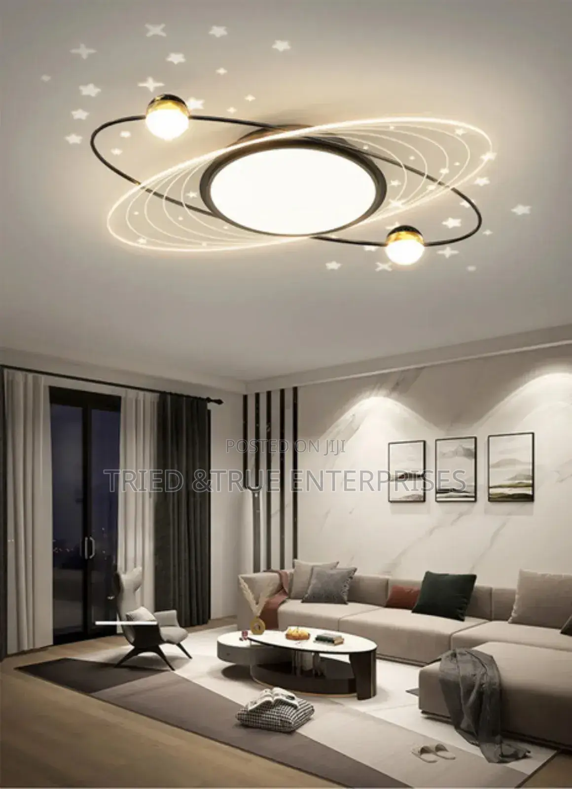 Modern Creative Planet Led Tricolour Chandelier Ceiling Light Dg5r