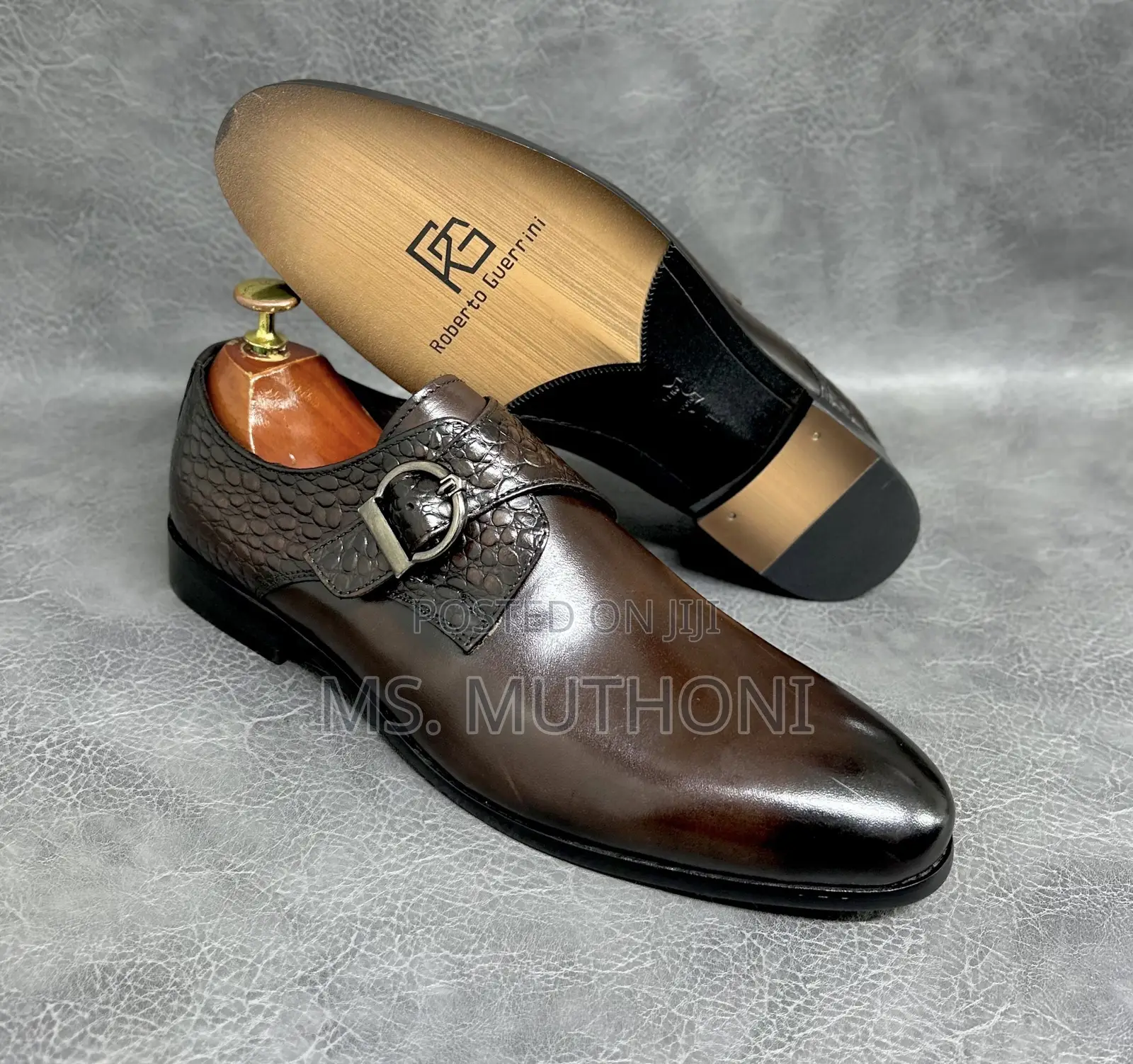 Roberto Guerrini Men's Monk Strap Shoes Size 39-46