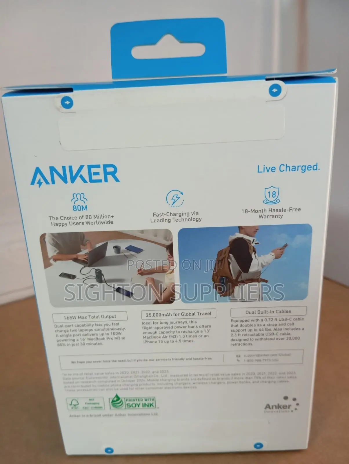 Anker Zolo Power Bank (25,000mah, 165w, Built-in Retractable Cables)