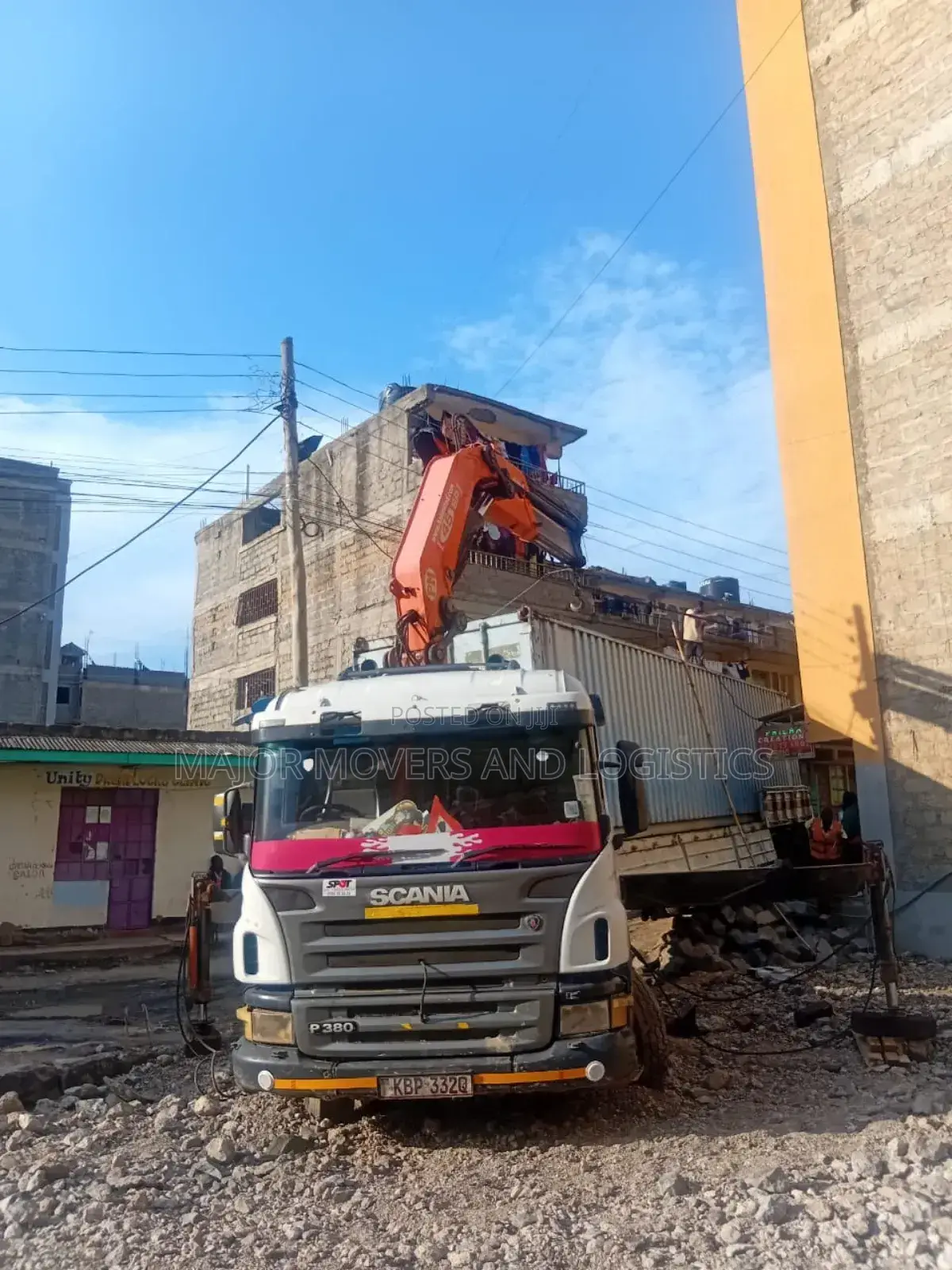 Trailers With Cranes Are Available for Lifting and Logistics Services