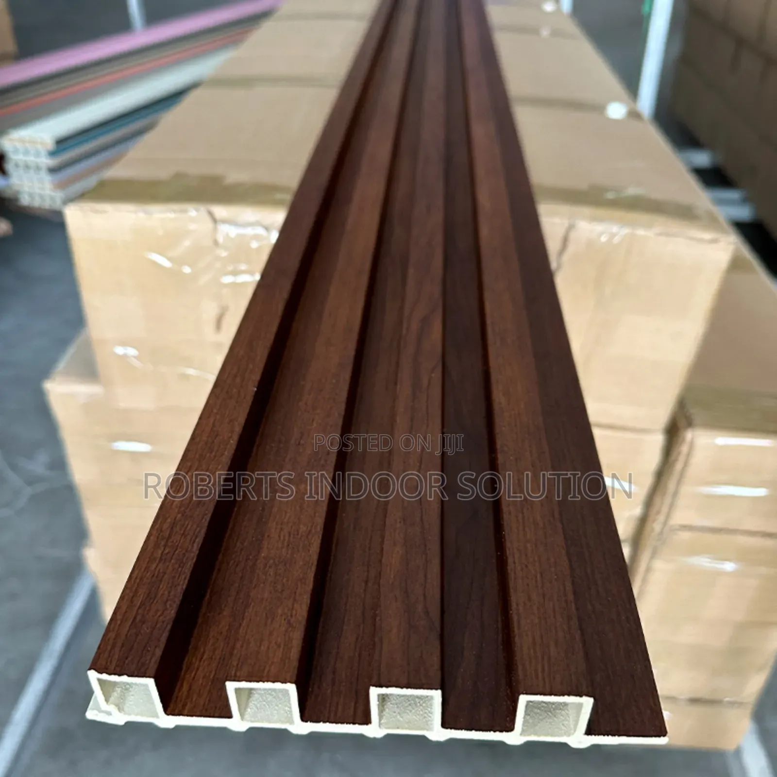 Earthy Brown Fluted Wall Panel 0.16x2.9 Meters Uses Glue