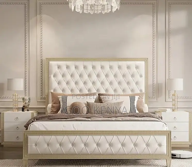 Home Bed; Heavy Wood King-size Bed With Drawers And Two Beside Cabinet
