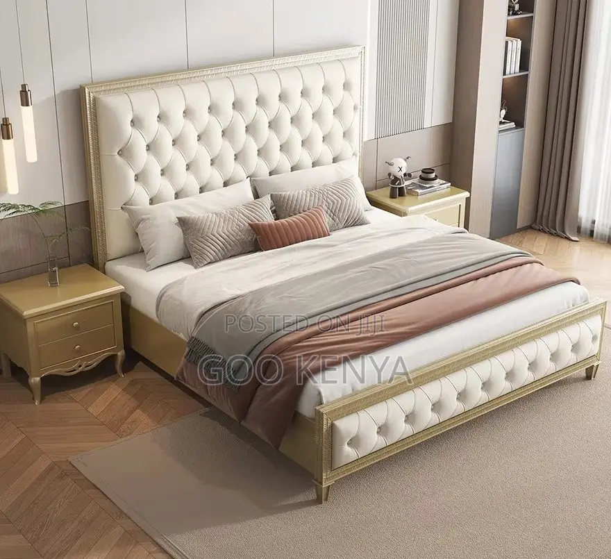 Home Bed; Heavy Wood King-size Bed With Drawers And Two Beside Cabinet
