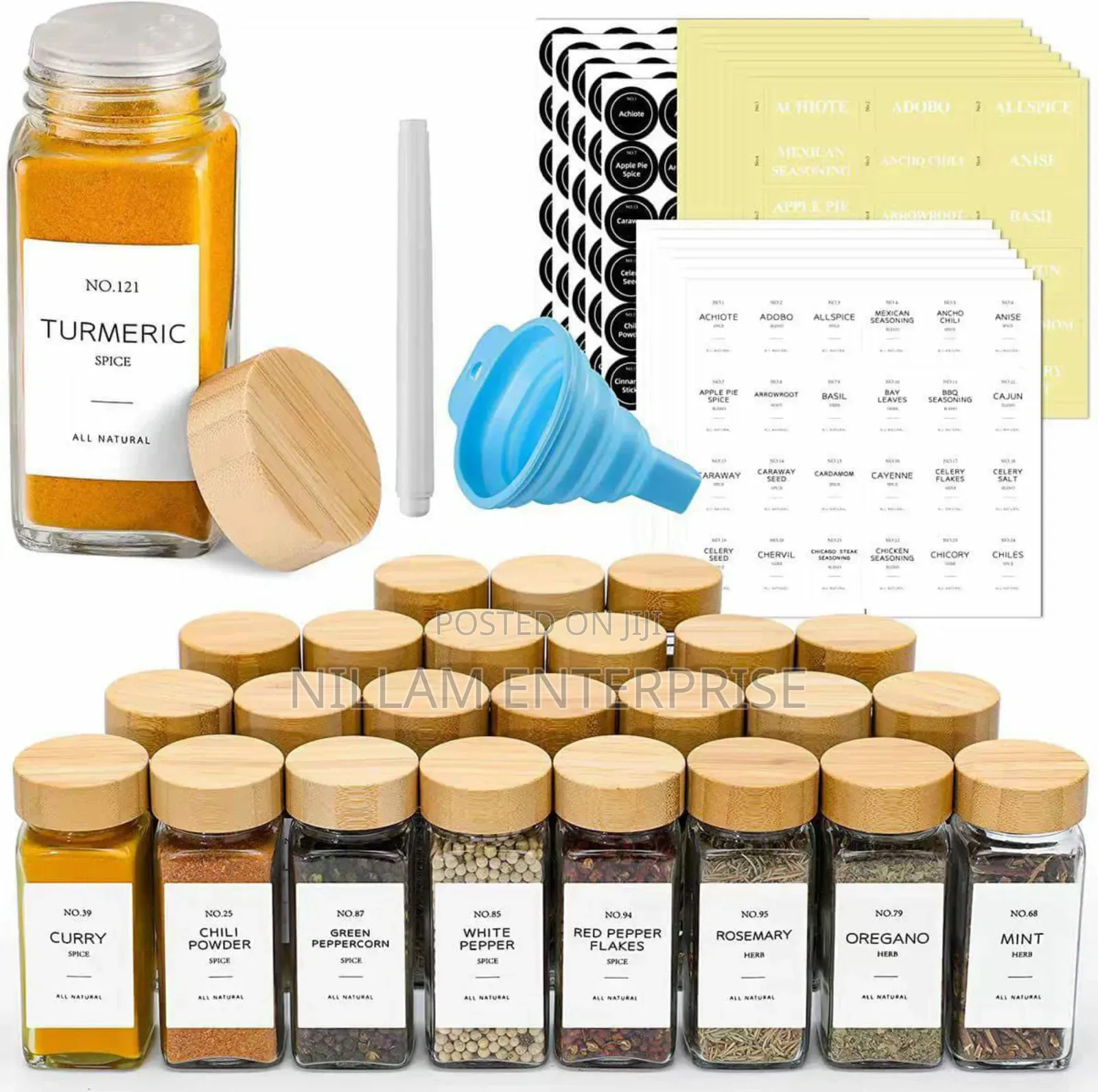 *29pcs Set Glass Storage Spice Jars With Bamboo Lid