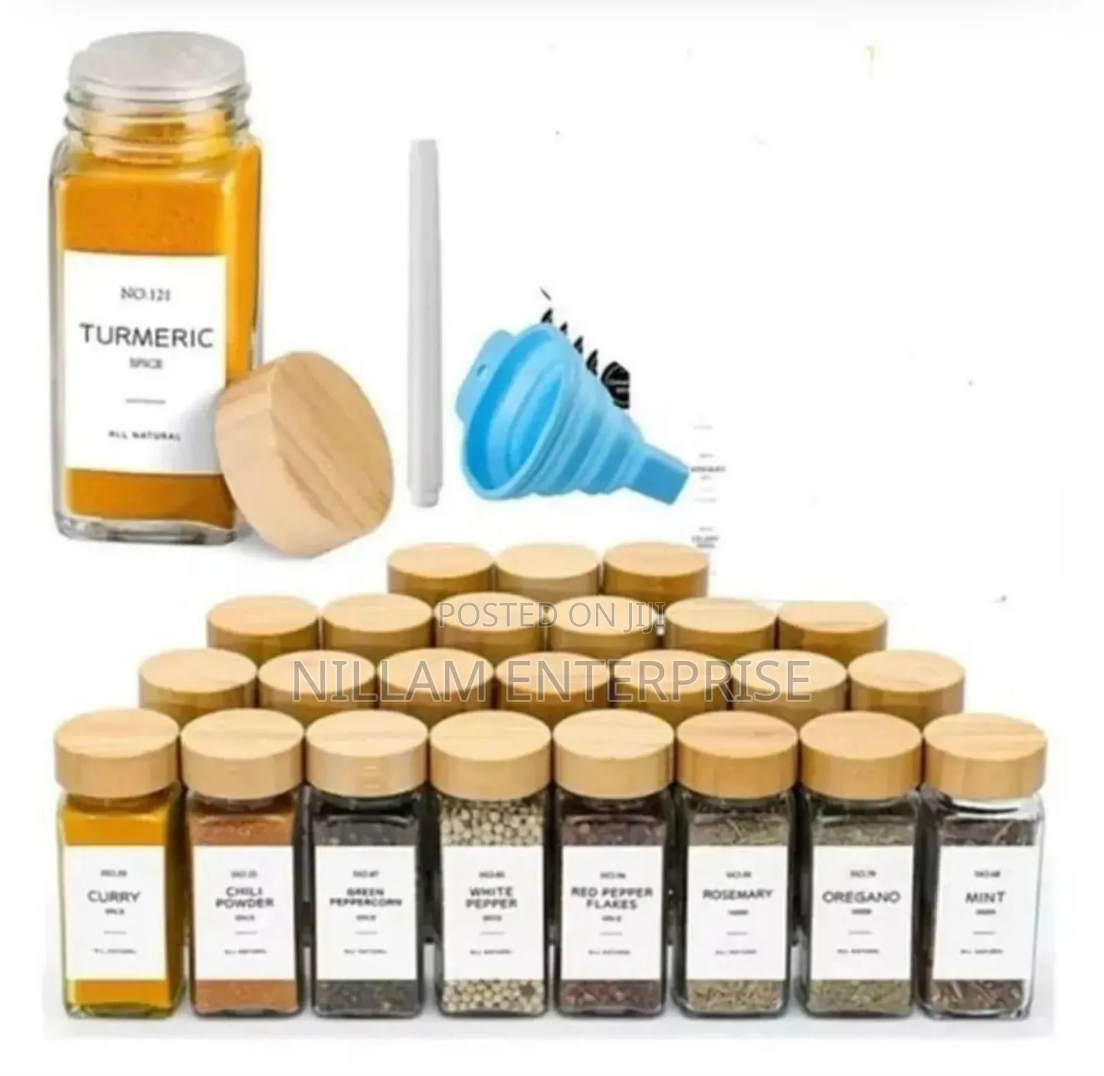 *29pcs Set Glass Storage Spice Jars With Bamboo Lid