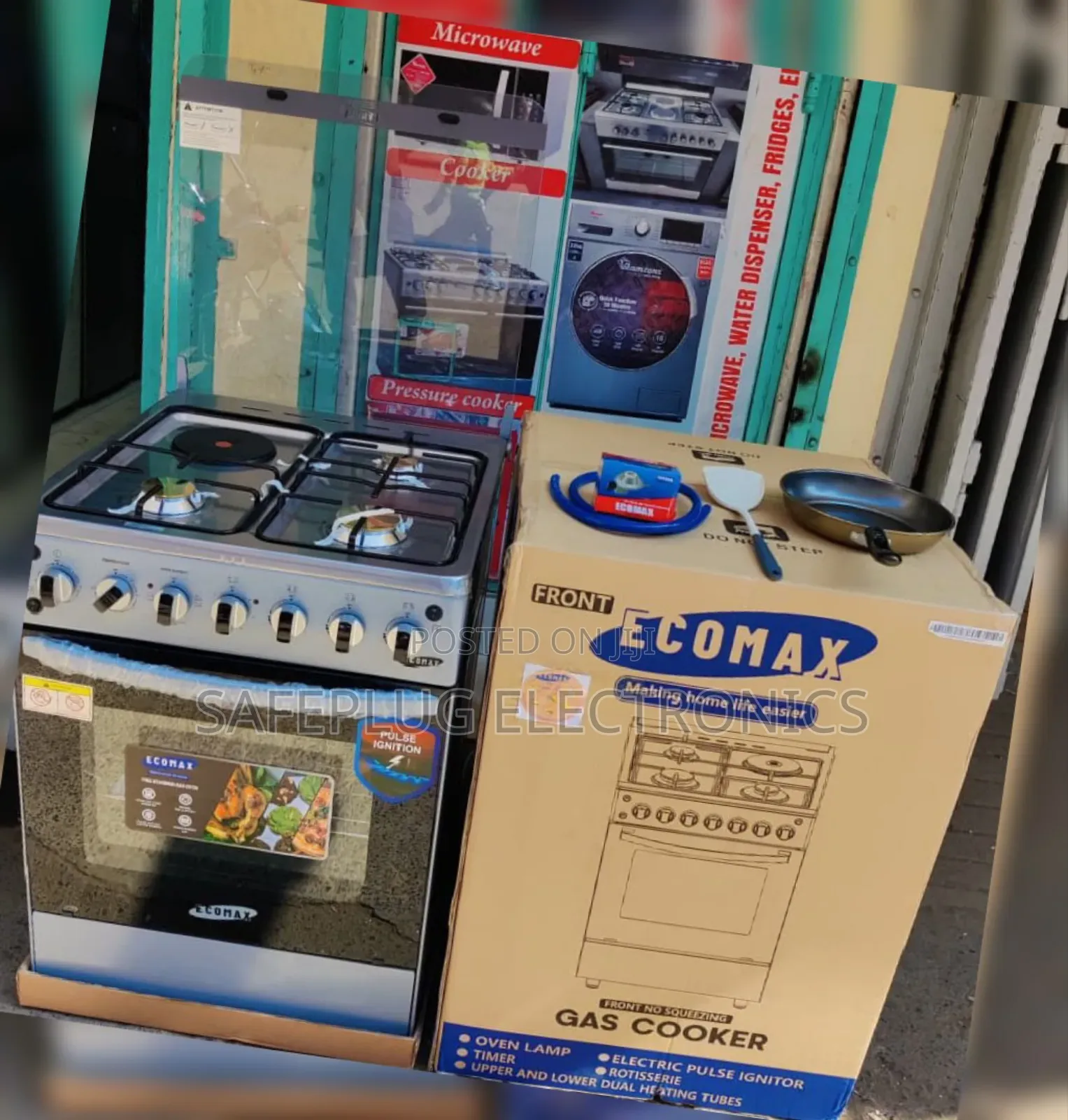 60*60 Ecomax 3+1 Standing Cooker at 23000
With Free Gas Pipe, Spatula,