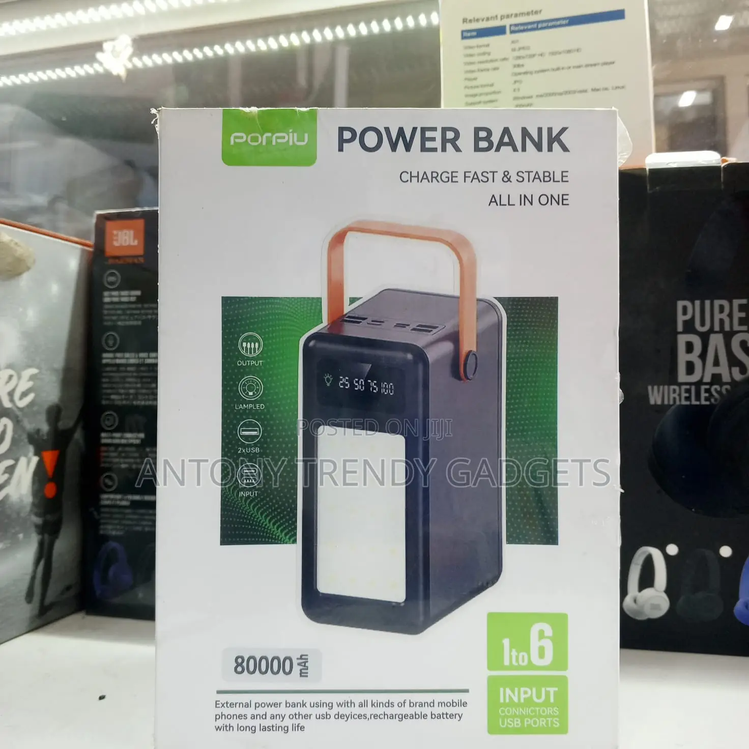 Porpiu 80000mah Power Bank With Led Display & Fast Charging