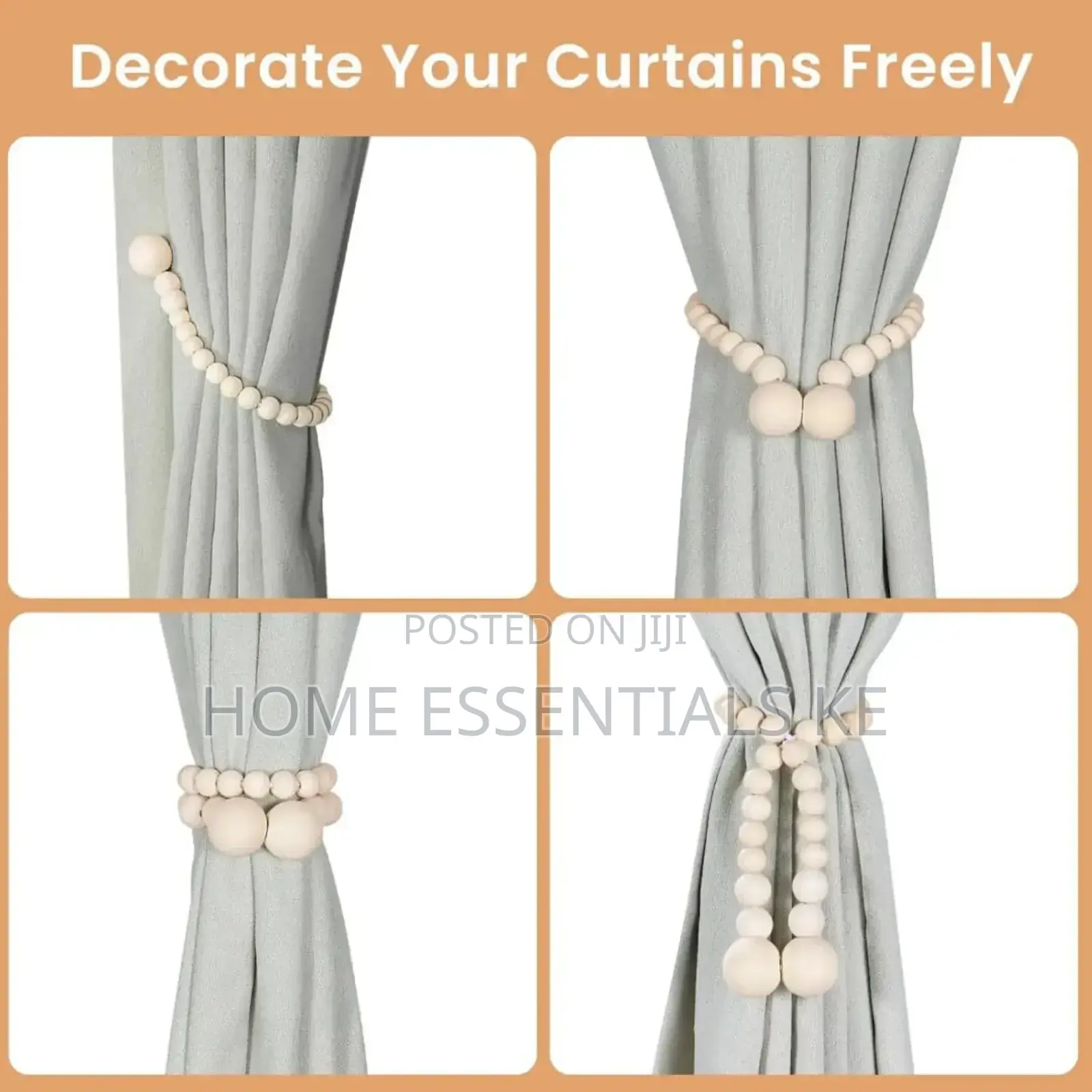 *2pcs Magnetic Wooden Beads Curtain Holders