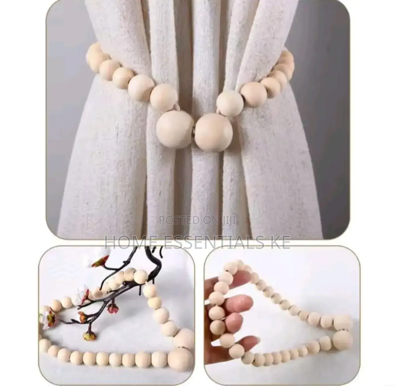 *2pcs Magnetic Wooden Beads Curtain Holders