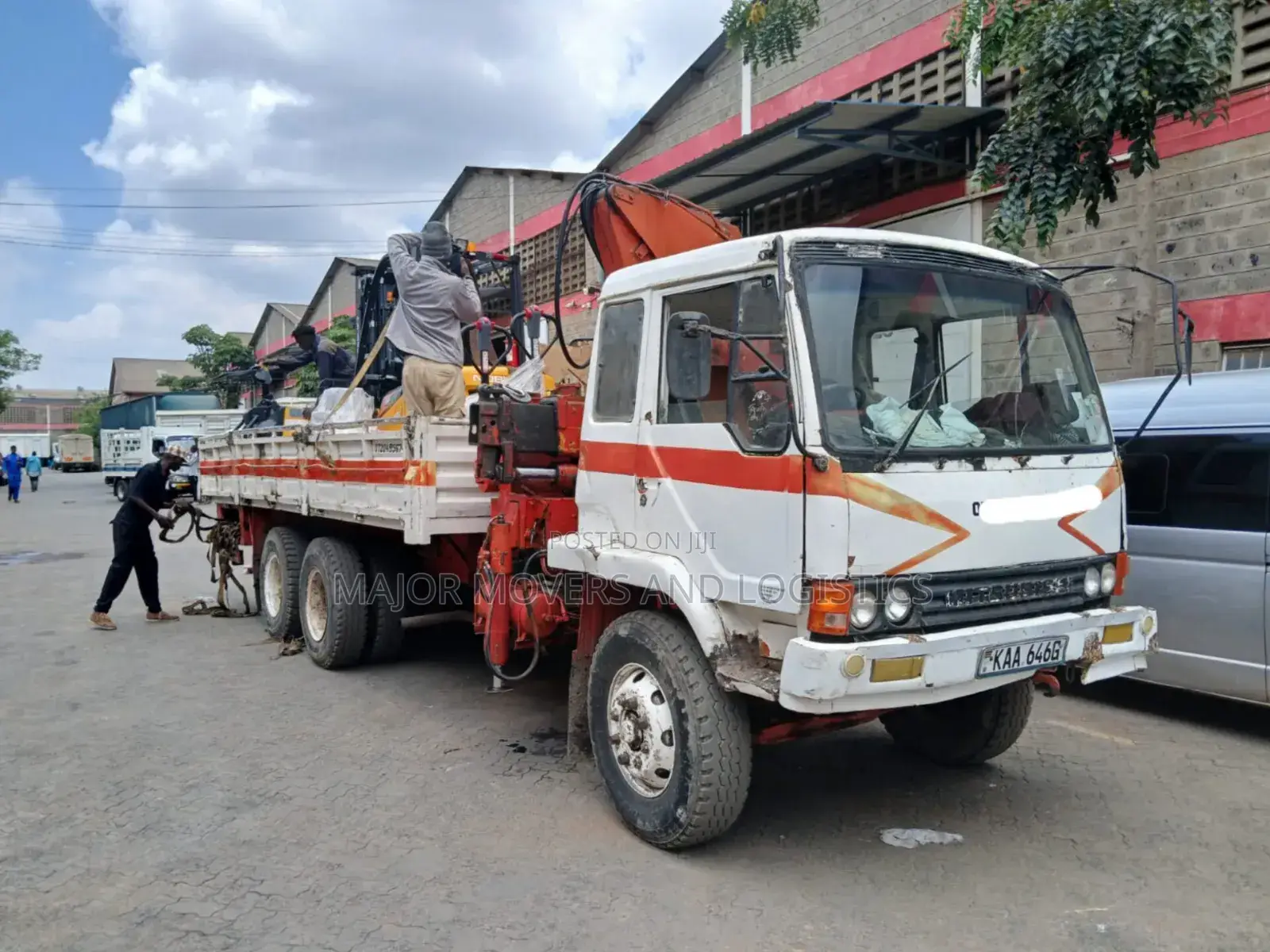 Trailer With Crane Are Ready for Across Border Transportation