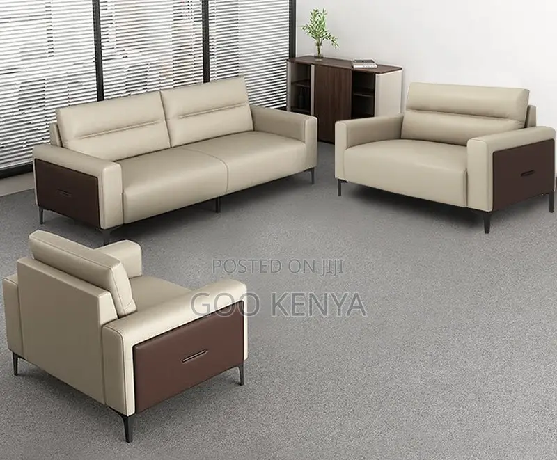 Home/Office Sofa Set; Modern Lounge Leather Wood Office Sofa