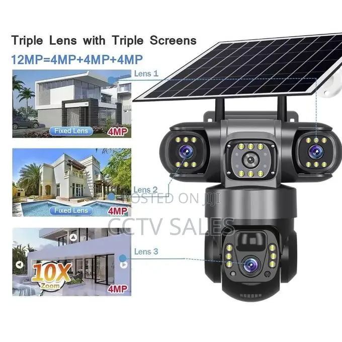 V380 Triple-Lens Solar-Powered PTZ 4g Solar Powered Triple Lens PTZ