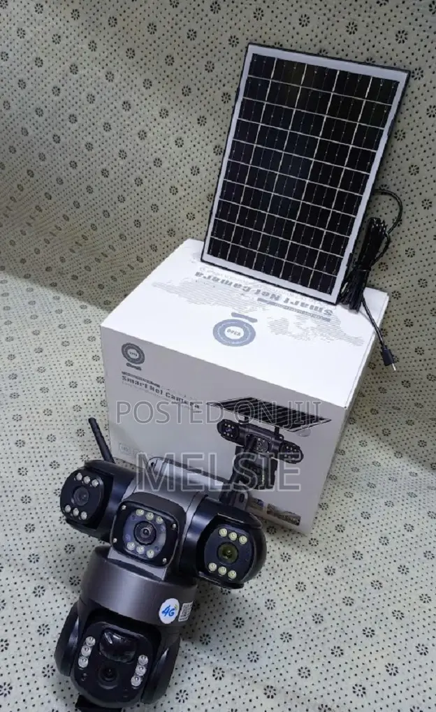 4g V380 Three Lens Outdoor Surveil CCTV Camera PTZ 360 Solar Light