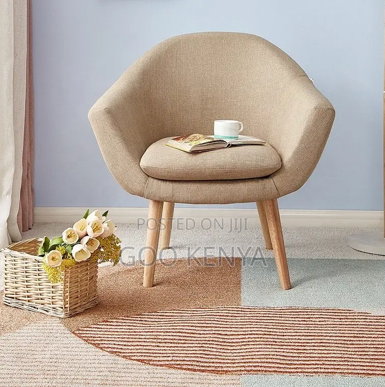 Home Chair; Stylish Cotton Fabric Accent Sofa With Durable Wooden Legs