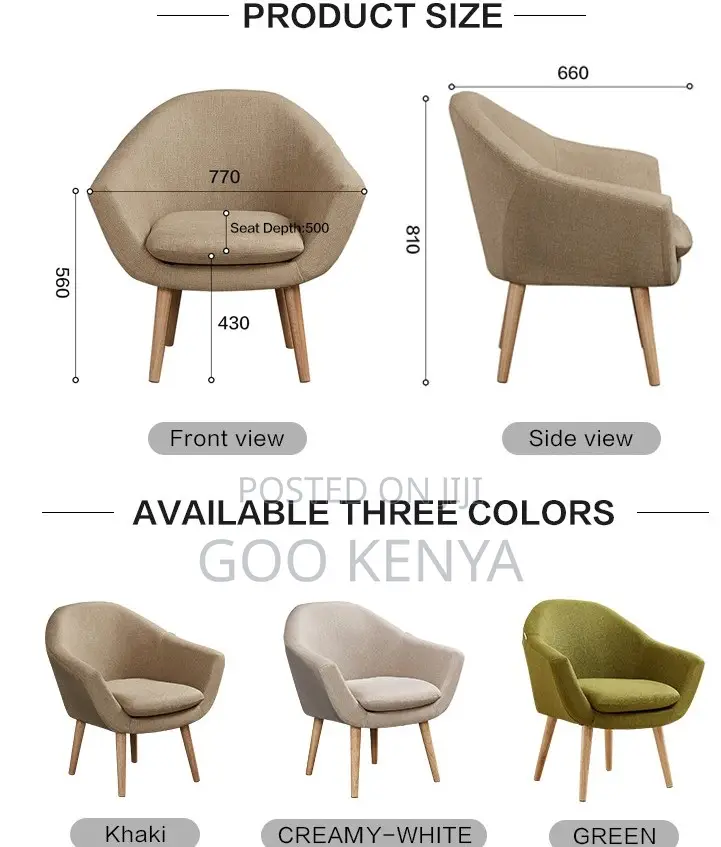 Home Chair; Stylish Cotton Fabric Accent Sofa With Durable Wooden Legs