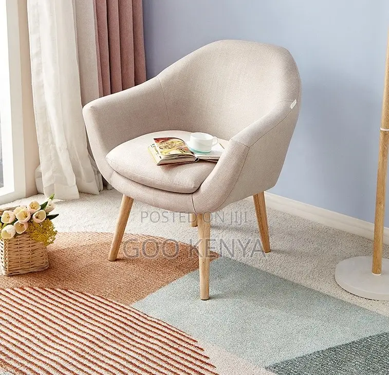 Home Chair; Stylish Cotton Fabric Accent Sofa With Durable Wooden Legs
