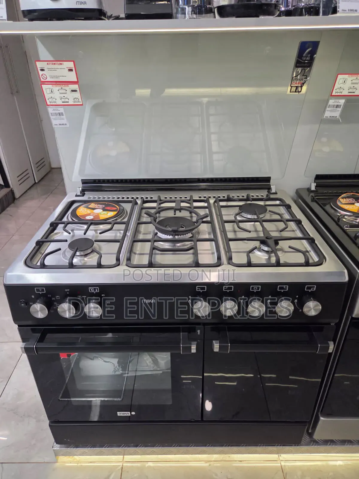 Mika Standing Cooker, 90cm X 60cm, 4 Gas Burners (1 Wok) + 1 Hot Plate