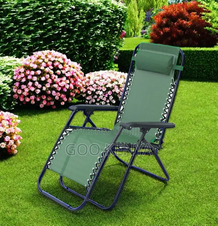 Home Outdoor Chair; Portable Folding Beach Recline Chair With Headrest