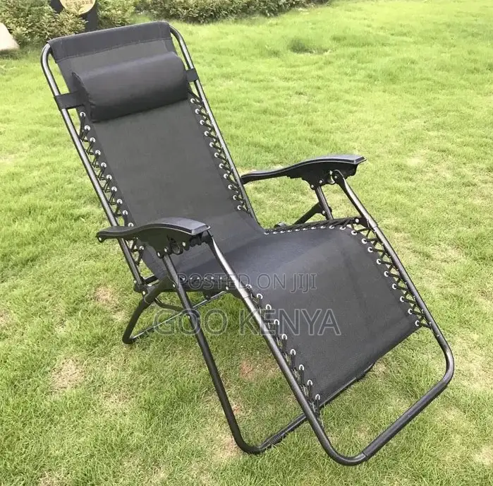 Home Outdoor Chair; Portable Folding Beach Recline Chair With Headrest