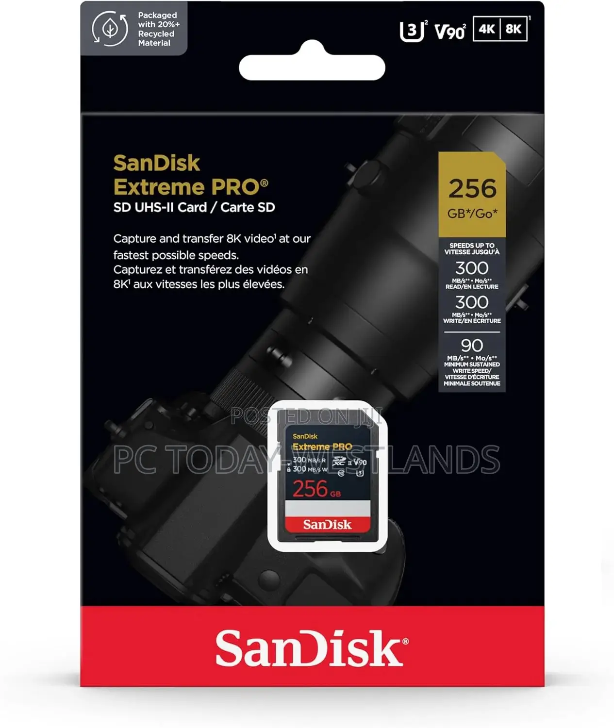 Sandisk 256gb Extreme Pro SDXC Uhs-Ii Memory Card - Up to 300mb/S