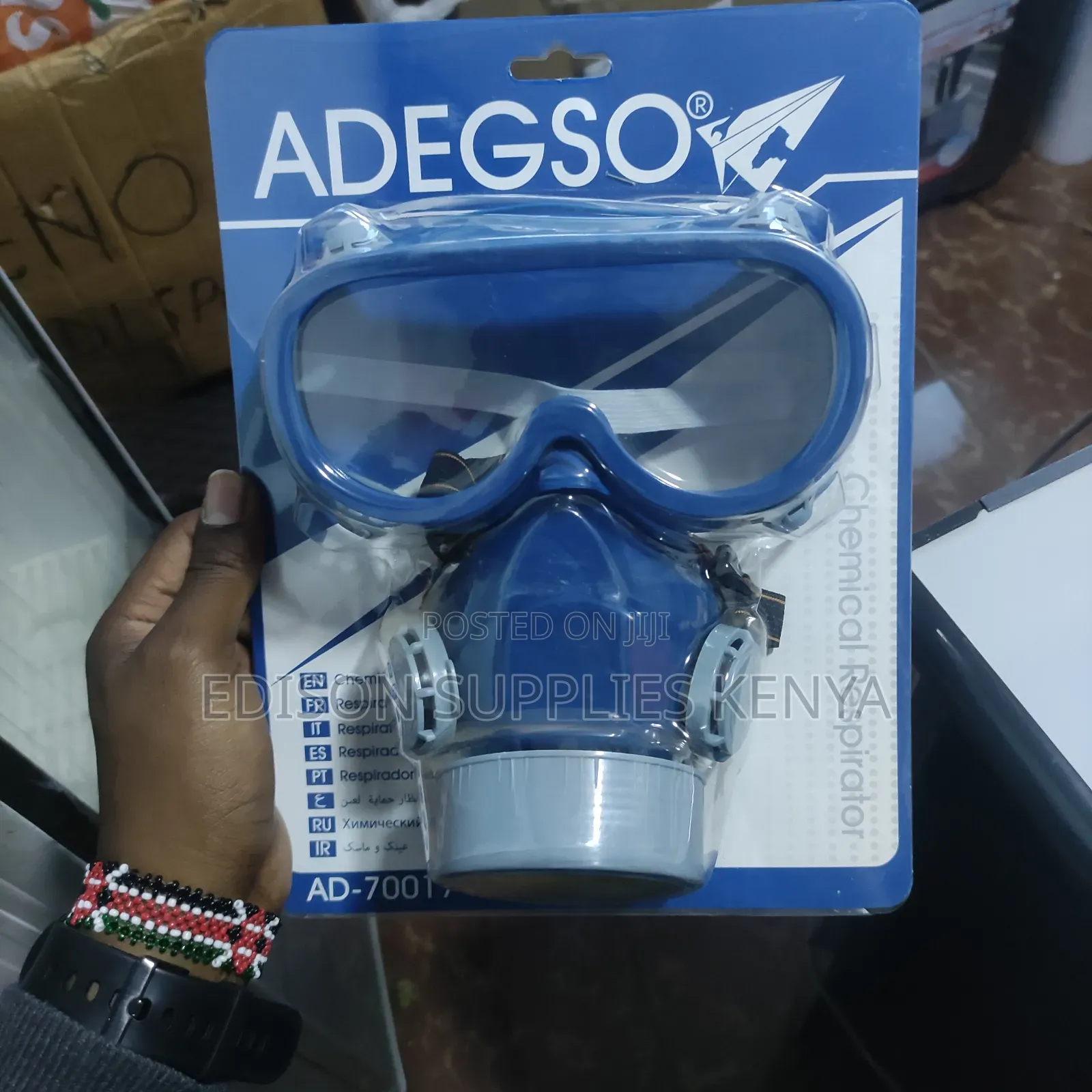 Gas Mask & Safety Goggles Glasses Combo Dust Chemical Respirator Masks