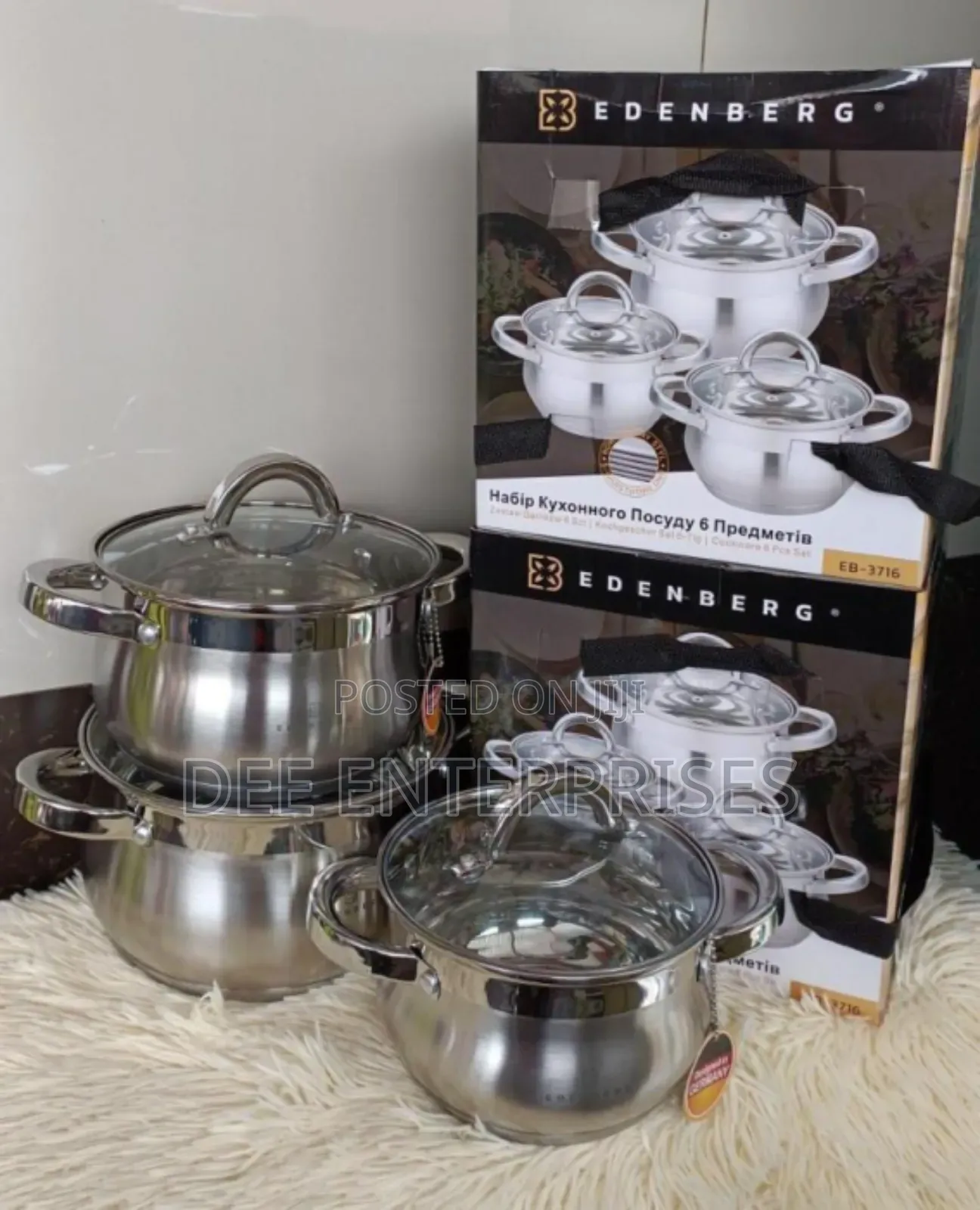 6 Pieces Edenburg Eb-3716 Stainless Steel Cookware Set
