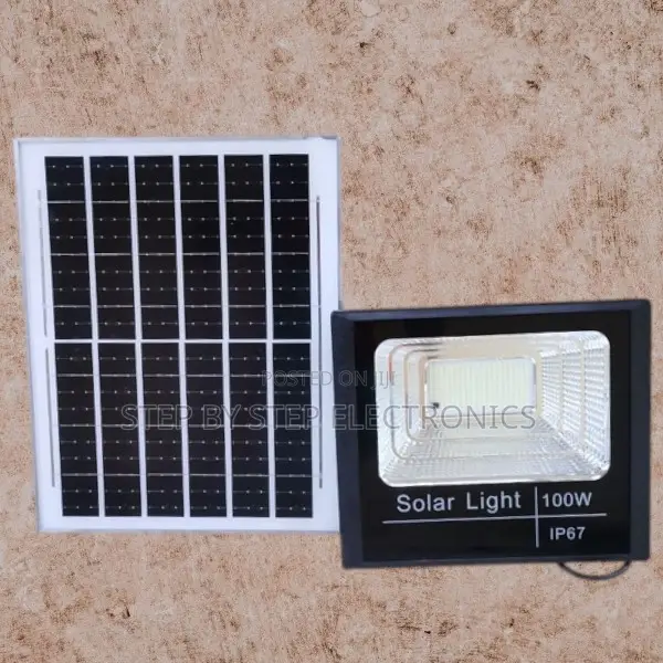 100w Solar Flood Light Ip67 Waterproof Outdoor Security With Remote