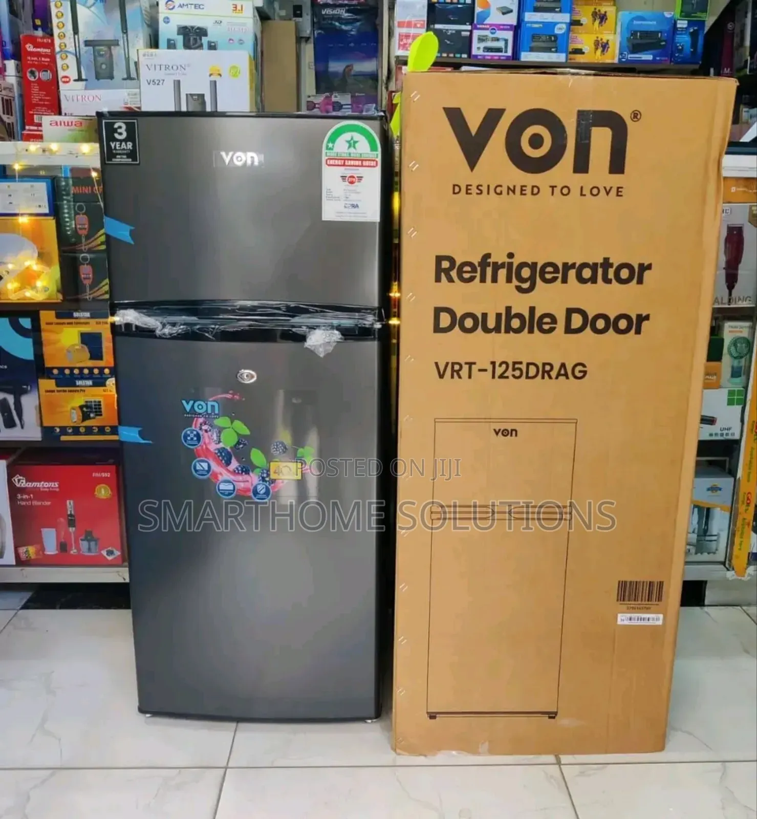 125l Von Double Door Fridge