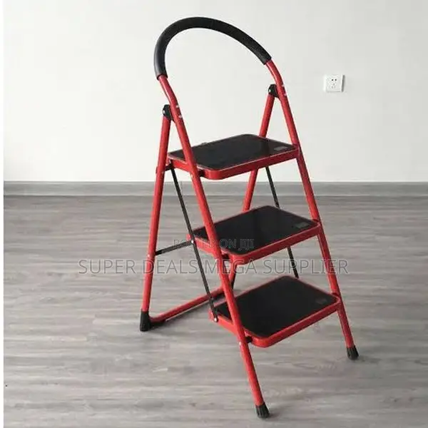 Folding 3 Step Ladder | Kitchen and Home Use, Wide Anti-Slip Pedal