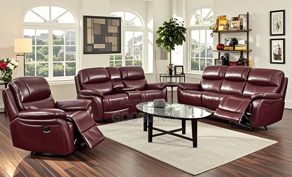 Home Sofa;6-Seater Durable Sectional Reclining Sofa With Soft Leather