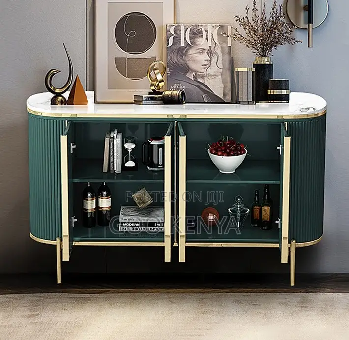 Home Tv Table Set; Modern Wooden Tv and Coffee Table With Gold Accents