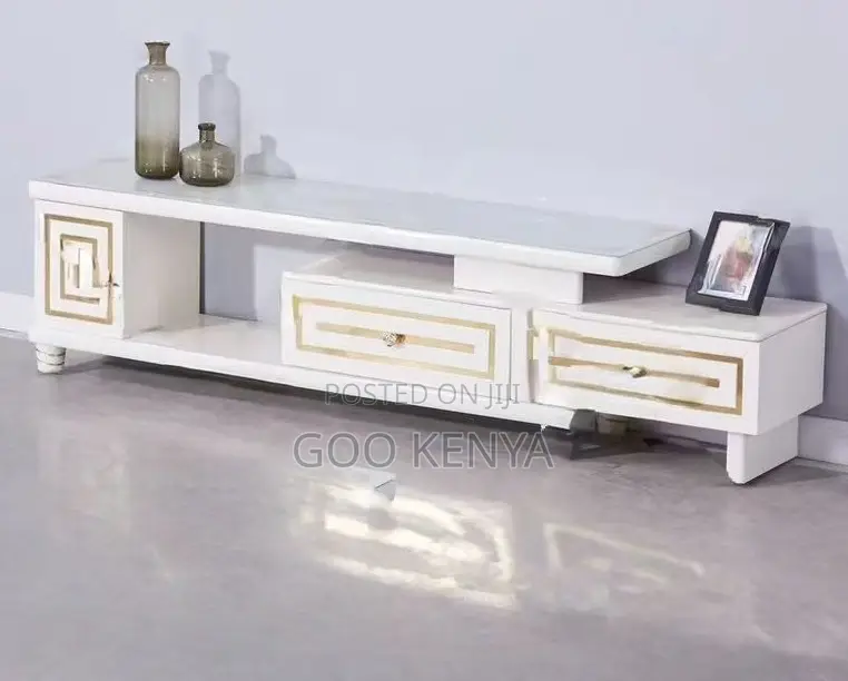 Home Tv Cabinet; Elegant Wood Entertainment Unit With Pull-Out Drawers