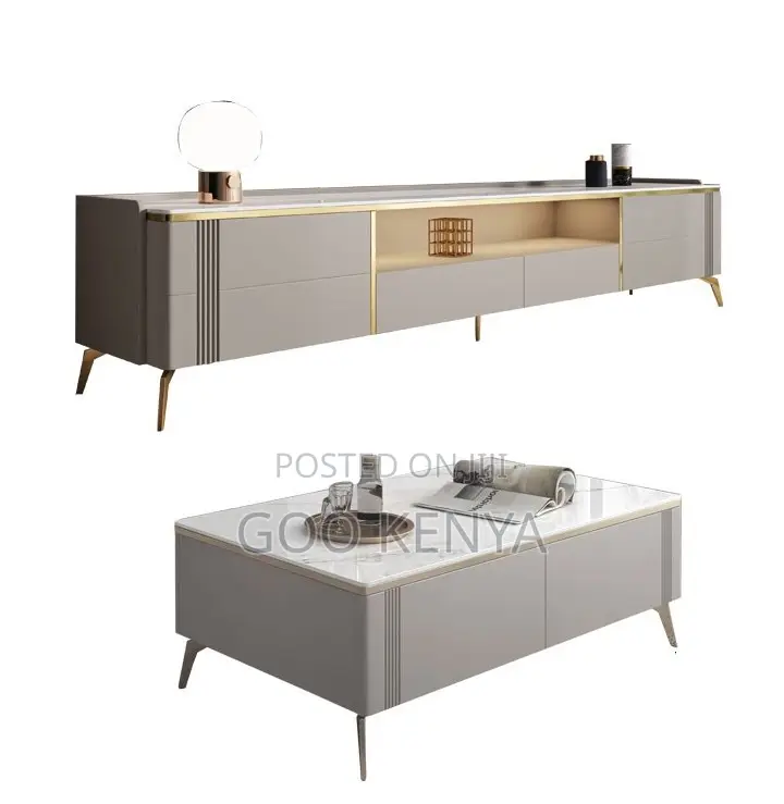 Home Tv and Coffee Table; Modern Living Room Table Set With Led