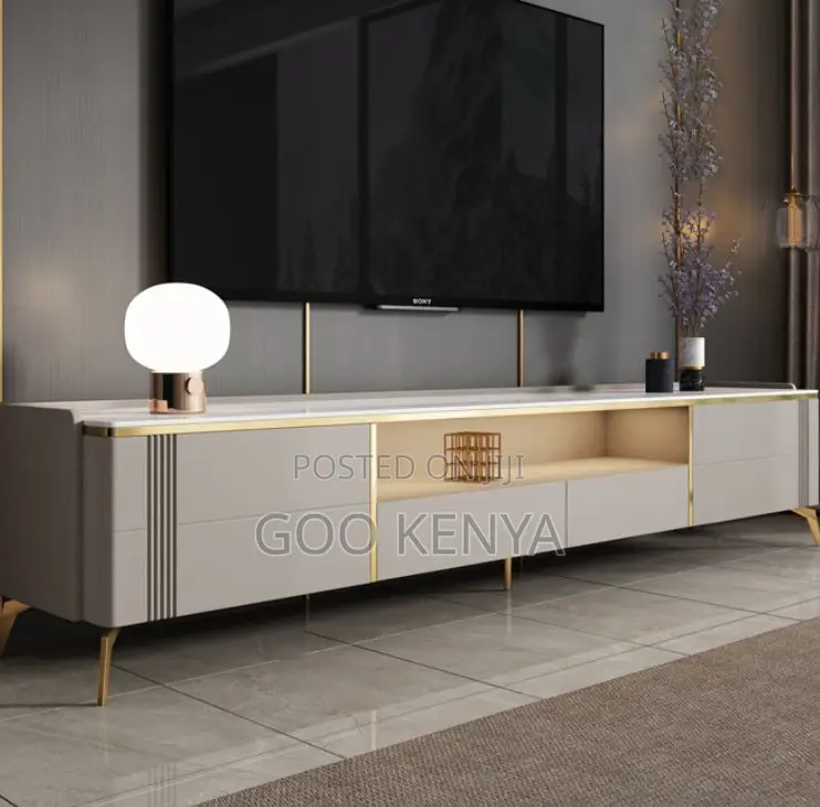 Home Tv and Coffee Table; Modern Living Room Table Set With Led